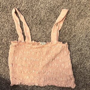 American Eagle Outfitters Pink Smocked Floral Crop Tank